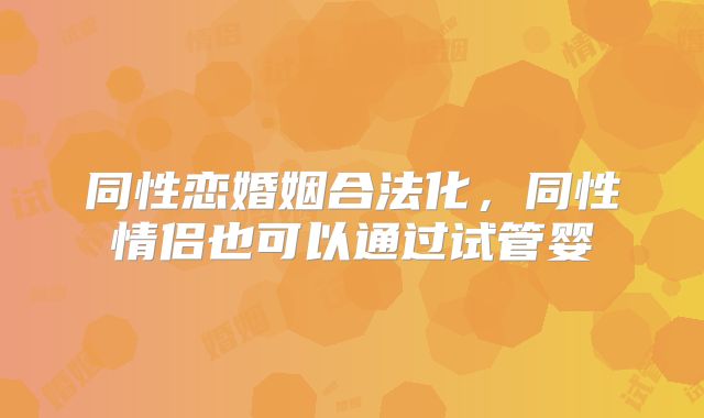 同性恋婚姻合法化,同性情侣也可以通过试管婴