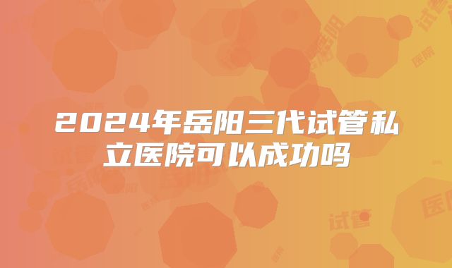 2024年岳阳三代试管私立医院可以成功吗