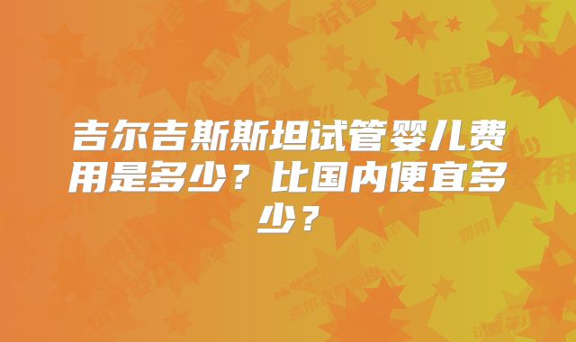 吉尔吉斯斯坦试管婴儿费用是多少？比国内便宜多少？