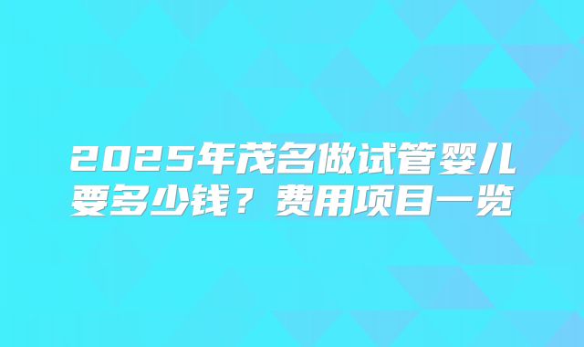 2025年茂名做试管婴儿要多少钱?费用项目一览