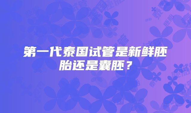 第一代泰国试管是新鲜胚胎还是囊胚？