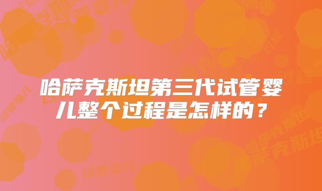 哈萨克斯坦第三代试管婴儿整个过程是怎样的？