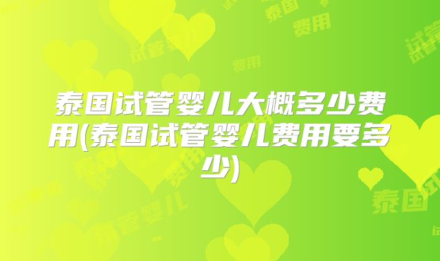 泰国试管婴儿大概多少费用(泰国试管婴儿费用要多少)