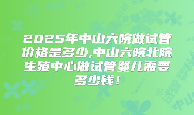 2025年中山六院做试管价格是多少,中山六院北院生殖中心做试管婴儿需要多少钱!
