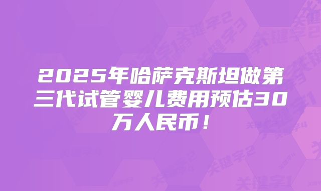 2025年哈萨克斯坦做第三代试管婴儿费用预估30万人民币!