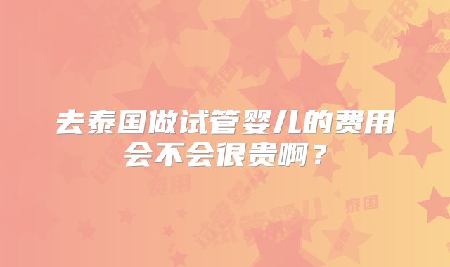去泰国做试管婴儿的费用会不会很贵啊？