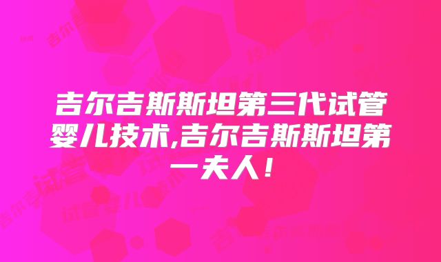 吉尔吉斯斯坦第三代试管婴儿技术,吉尔吉斯斯坦第一夫人！