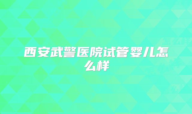 西安武警医院试管婴儿怎么样