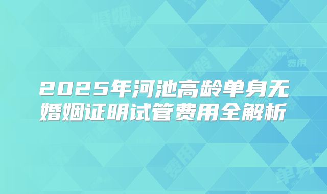 2025年河池高龄单身无婚姻证明试管费用全解析