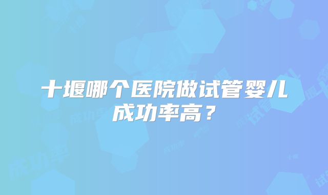 十堰哪个医院做试管婴儿成功率高?