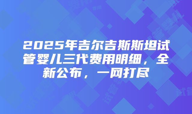 2025年吉尔吉斯斯坦试管婴儿三代费用明细,全新公布,一网打尽