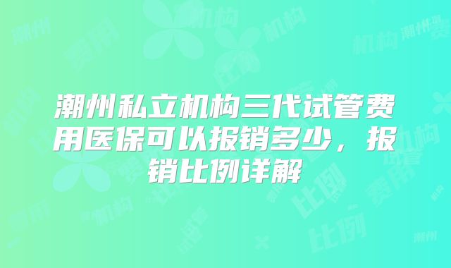 潮州私立机构三代试管费用医保可以报销多少，报销比例详解