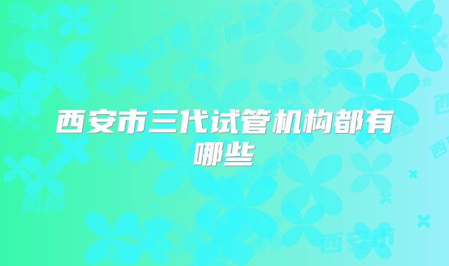 西安市三代试管机构都有哪些