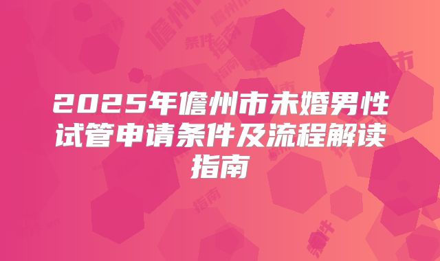 2025年儋州市未婚男性试管申请条件及流程解读指南
