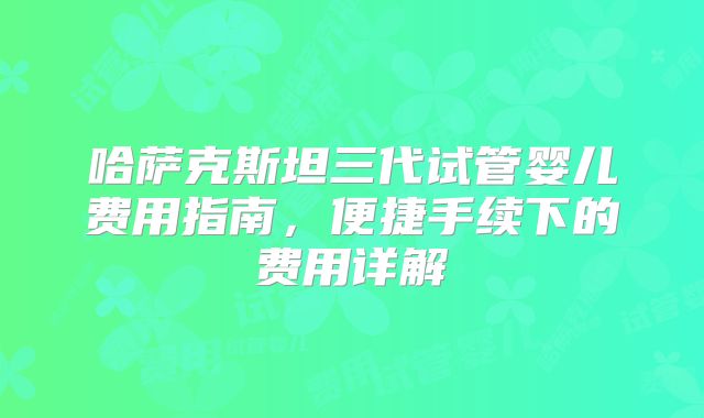 哈萨克斯坦三代试管婴儿费用指南,便捷手续下的费用详解