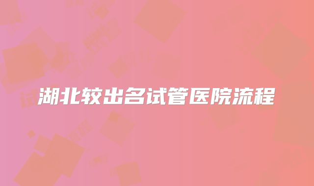 湖北较出名试管医院流程