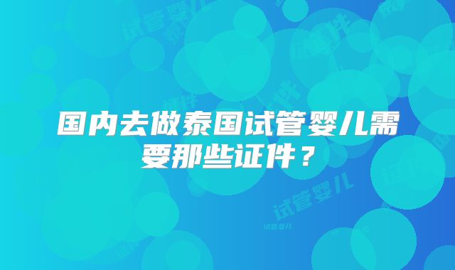 国内去做泰国试管婴儿需要那些证件?