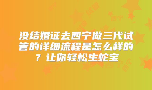 没结婚证去西宁做三代试管的详细流程是怎么样的？让你轻松生蛇宝