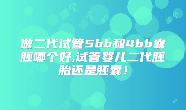 做二代试管5bb和4bb囊胚哪个好,试管婴儿二代胚胎还是胚囊!