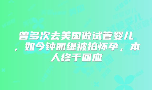 曾多次去美国做试管婴儿,如今钟丽缇被拍怀孕,本人终于回应