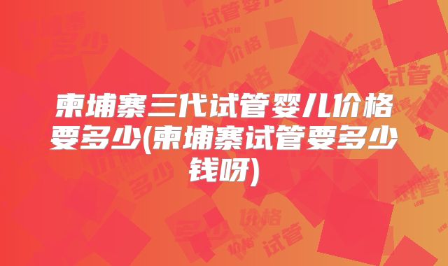 柬埔寨三代试管婴儿价格要多少(柬埔寨试管要多少钱呀)