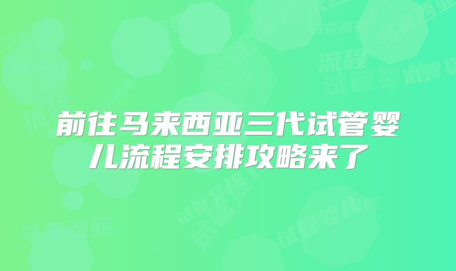 前往马来西亚三代试管婴儿流程安排攻略来了