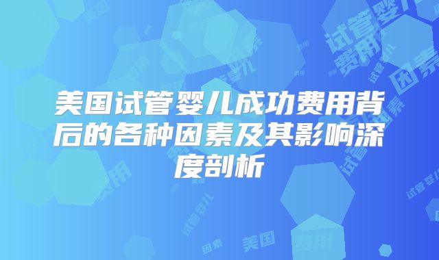 美国试管婴儿成功费用背后的各种因素及其影响深度剖析