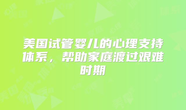 美国试管婴儿的心理支持体系，帮助家庭渡过艰难时期