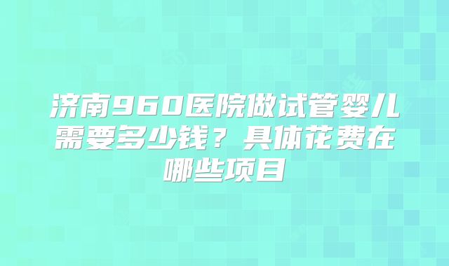 济南960医院做试管婴儿需要多少钱？具体花费在哪些项目