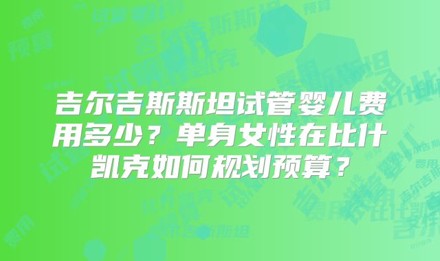 吉尔吉斯斯坦试管婴儿费用多少？单身女性在比什凯克如何规划预算？