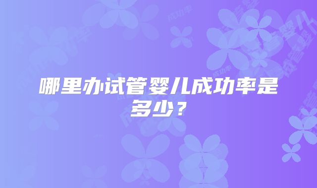 哪里办试管婴儿成功率是多少？