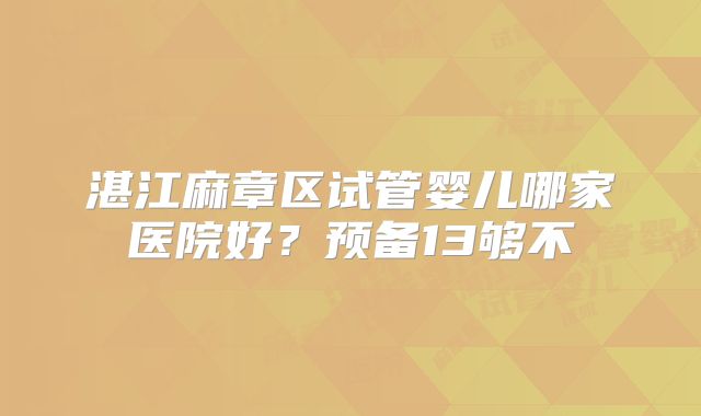 湛江麻章区试管婴儿哪家医院好?预备13够不