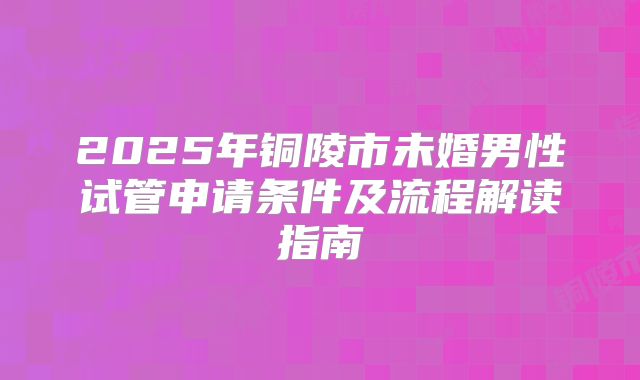 2025年铜陵市未婚男性试管申请条件及流程解读指南