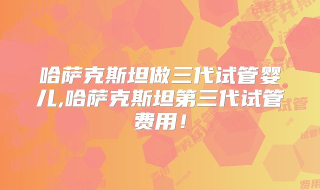 哈萨克斯坦做三代试管婴儿,哈萨克斯坦第三代试管费用!