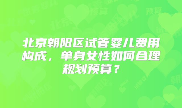 北京朝阳区试管婴儿费用构成，单身女性如何合理规划预算？