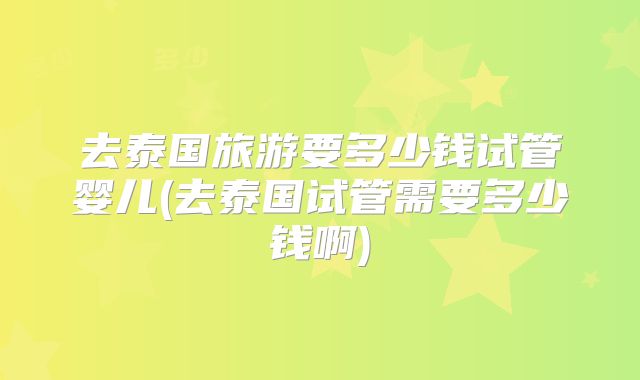 去泰国旅游要多少钱试管婴儿(去泰国试管需要多少钱啊)