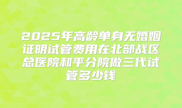 2025年高龄单身无婚姻证明试管费用在北部战区总医院和平分院做三代试管多少钱