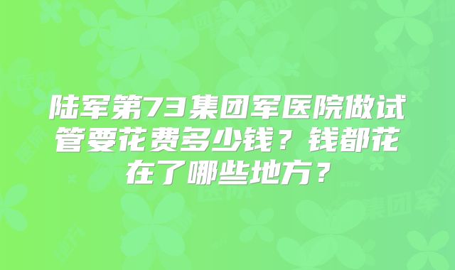 陆军第73集团军医院做试管要花费多少钱?钱都花在了哪些地方?