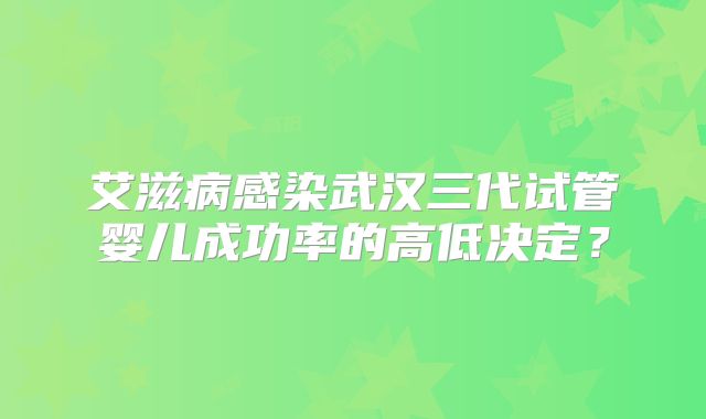 艾滋病感染武汉三代试管婴儿成功率的高低决定?