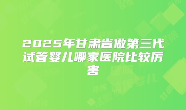 2025年甘肃省做第三代试管婴儿哪家医院比较厉害