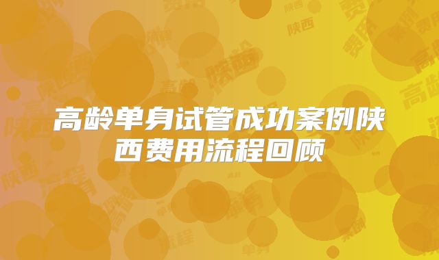 高龄单身试管成功案例陕西费用流程回顾