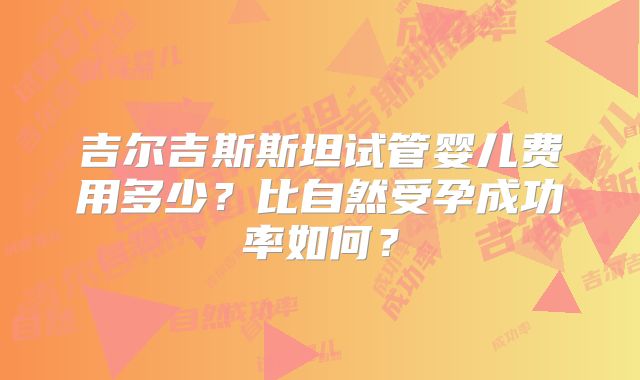 吉尔吉斯斯坦试管婴儿费用多少?比自然受孕成功率如何?