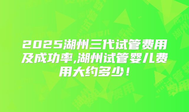 2025湖州三代试管费用及成功率,湖州试管婴儿费用大约多少！