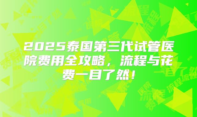 2025泰国第三代试管医院费用全攻略,流程与花费一目了然!