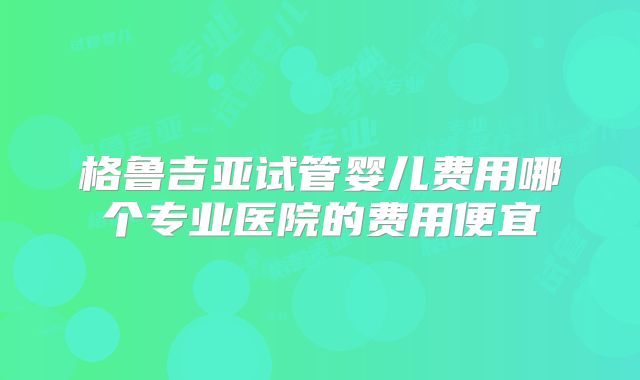 格鲁吉亚试管婴儿费用哪个专业医院的费用便宜