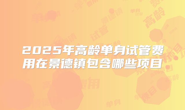 2025年高龄单身试管费用在景德镇包含哪些项目
