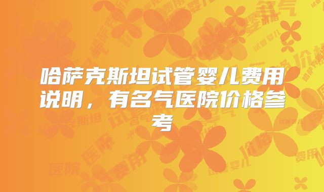 哈萨克斯坦试管婴儿费用说明，有名气医院价格参考