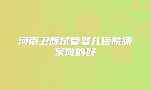 河南卫辉试管婴儿医院哪家做的好