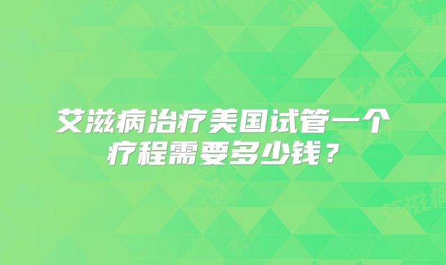 艾滋病治疗美国试管一个疗程需要多少钱?