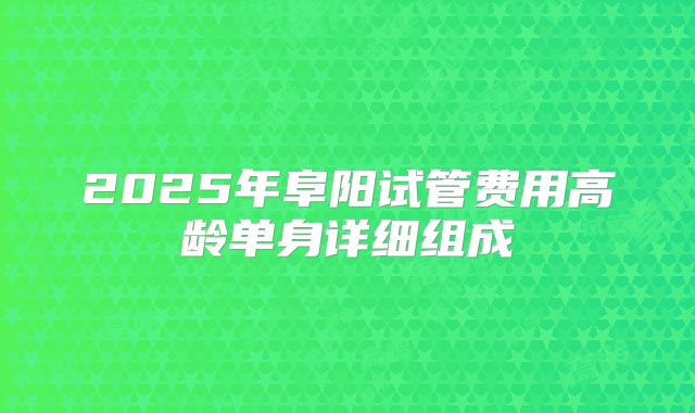 2025年阜阳试管费用高龄单身详细组成